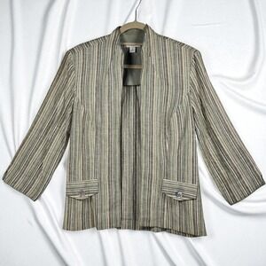 Dressbarn‎ Womens Striped Blazer Jacket 3/4 Sleeve Career Work Size 8